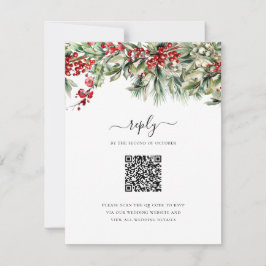 Cartão RSVP Casamento do Código QR de Férias de Natal Elegante