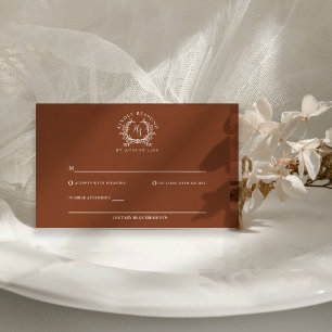 Cartão RSVP Casamento do Código QR do Elegante Terra Cotta Mon