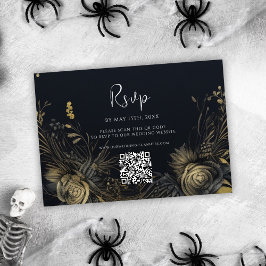 Cartão RSVP Casamento do Código QR do Halloween Gótico