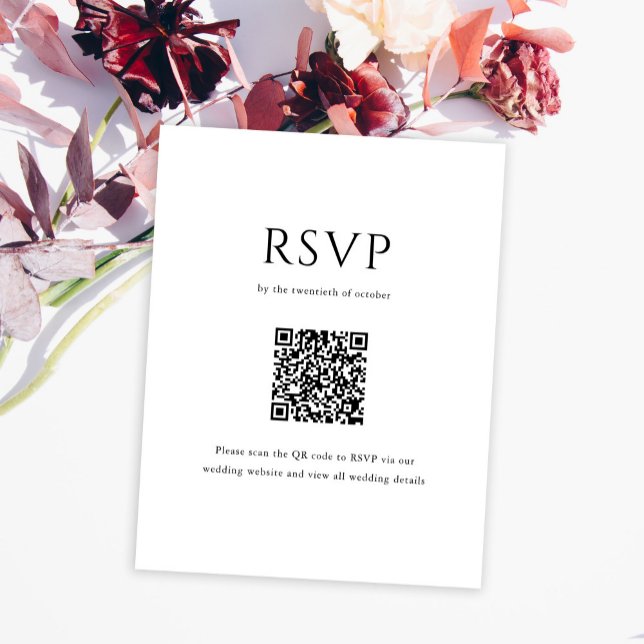 Cartão RSVP Casamento do Código QR do Monograma do Script Inic (Criador carregado)