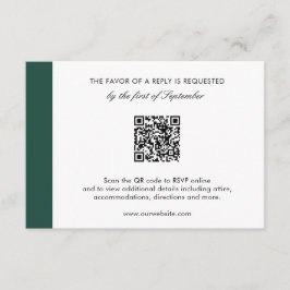Cartão RSVP Casamento do Código QR Moderno Elegante Emerald Gr