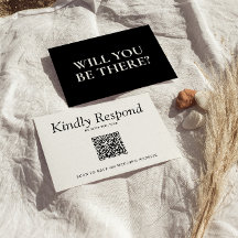 Casamento do Código QR Retro Branco e Preto Elegan