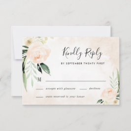 Cartão RSVP Casamento do Jardim de Champanhe Floral Elegante B