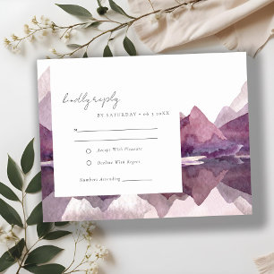Cartão RSVP Casamento do Lago Púrpura Lilac Watercolor
