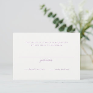 Cartão RSVP Casamento do Monograma do Script Lilac Elegante