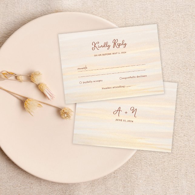 Cartão RSVP Casamento do Monograma do Script Rustic Dourado &  (Criador carregado)