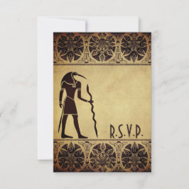 Cartão RSVP Casamento do Ouro do deus antigo egípcio