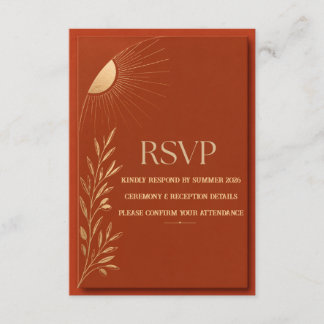 Cartão RSVP Casamento do Sol Boho em terracota