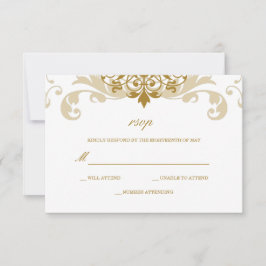 Cartão RSVP Casamento Dourado Clássico de Ironworks Elegante d