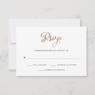 Cartão RSVP Casamento Dourado Clássico Faux