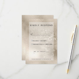 Cartão RSVP Casamento Dourado com a Glitter Moderno