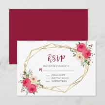 Casamento Dourado com Aquarela Geométrica Burgundy