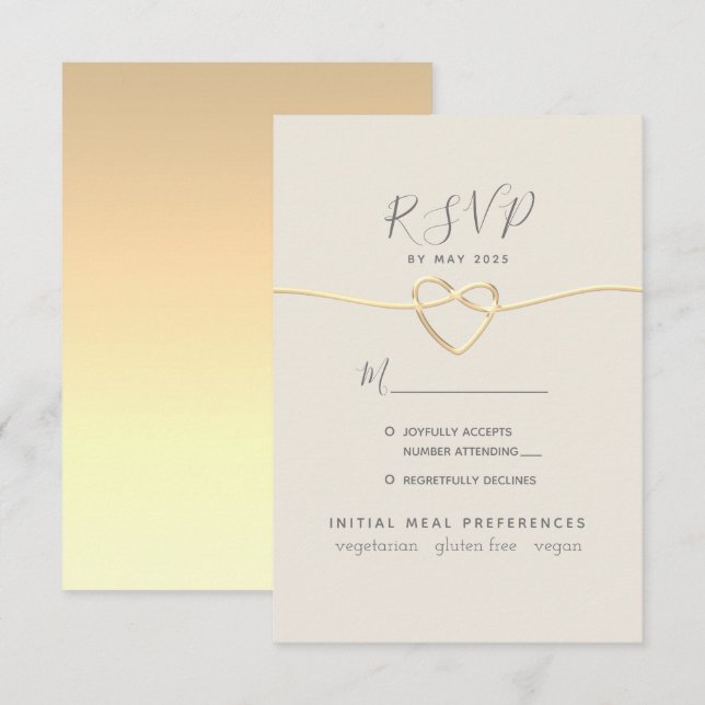 Cartão RSVP Casamento Dourado da Caligrafia (Frente/Verso)