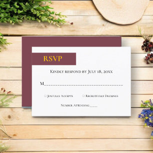 Cartão RSVP Casamento Dourado da Tipografia Elegante Burgundy