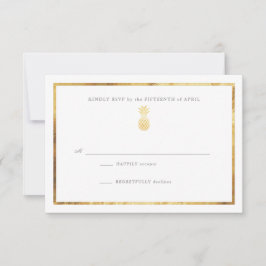 Cartão RSVP Casamento Dourado de ananás tropical RSP