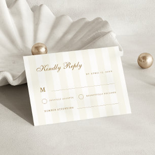 Cartão RSVP Casamento Dourado de Destino Costeiro com Faixa Su