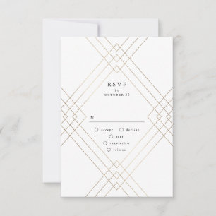 Cartão RSVP Casamento Dourado de Elegância Marinho Escura Dia