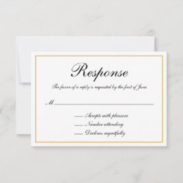 Cartão RSVP Casamento Dourado de Fronteira com Caligrafia Form