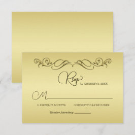 Cartão RSVP Casamento Dourado de luxo elegante