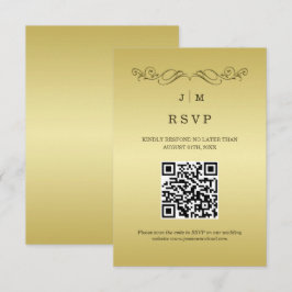 Cartão RSVP Casamento Dourado de luxo elegante