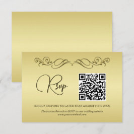 Cartão RSVP Casamento Dourado de luxo elegante