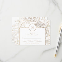 Casamento Dourado de Monograma Branco Elegante