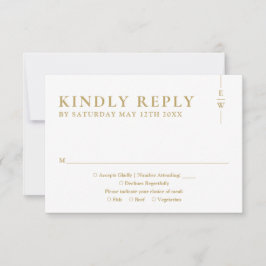 Cartão RSVP Casamento Dourado de Monograma Minimalista Moderno