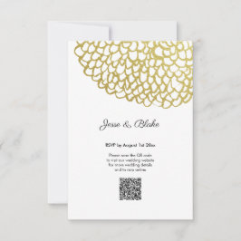 Cartão RSVP Casamento Dourado de Padrões Petais desenhados à m