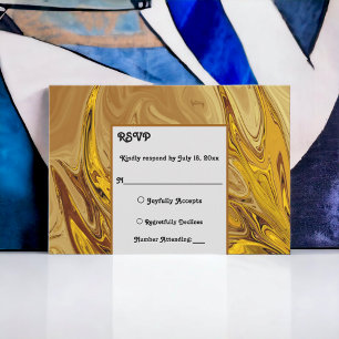 Cartão RSVP Casamento Dourado de Terracotta Artsy com tom de T