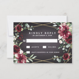 Cartão RSVP Casamento Dourado e negro borrado