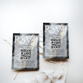 Cartão RSVP Casamento Dourado e negro elegante moderno