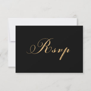Cartão RSVP Casamento Dourado Elegante