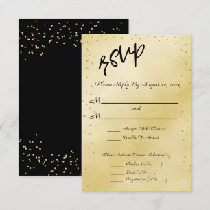 Cartão RSVP Casamento Dourado elegante