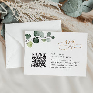 Cartão RSVP Casamento Dourado Elegante Eucalyptus Greenery