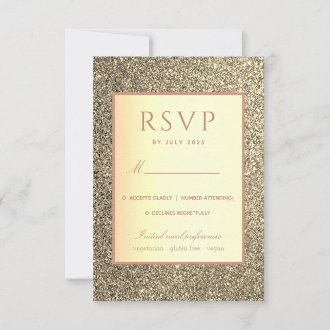 Cartão RSVP Casamento Dourado Elegante Simples (Frente)