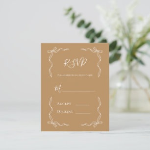 Cartão RSVP Casamento Dourado Francês Vintage Desenhado à Mão