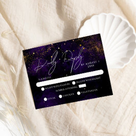 Cartão RSVP Casamento Dourado Mágico com Cor de Água Púrpura E