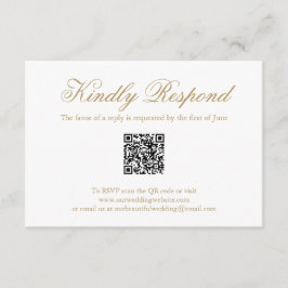 Cartão RSVP Casamento Dourado tradicional de código QR elegant