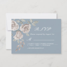 Cartão RSVP Casamento Dusty Blue e Dusty Rosa Watercolor