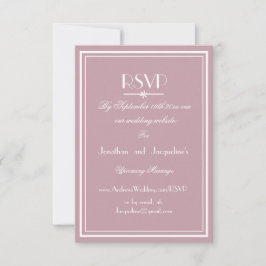 Cartão RSVP Casamento Dusty Pink Elegante Script Branco WS RSV