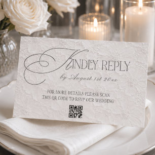 Cartão RSVP Casamento Editorial Floral QR CODE
