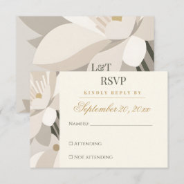 Cartão RSVP Casamento Editorial Moderno Abstrato Bege Neutro