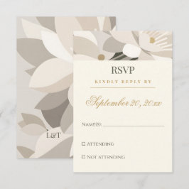 Cartão RSVP Casamento Editorial Moderno Abstrato Bege Neutro
