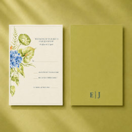 Cartão RSVP Casamento Editorial Moderno com Orquídea Verde e A