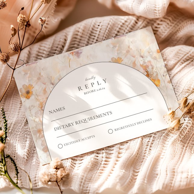 Cartão RSVP Casamento Editorial Wildflower (Criador carregado)