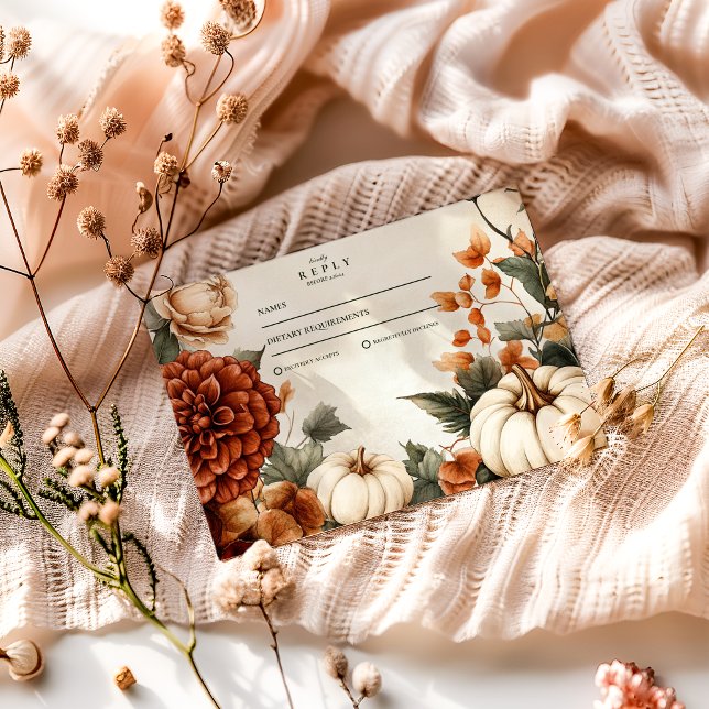 Cartão RSVP Casamento Elegância da Especiaria de Abóbora (Criador carregado)