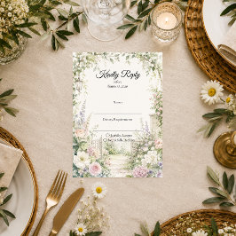 Cartão RSVP Casamento Elegância Jardim Secreto Encantado