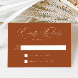 Cartão RSVP Casamento Elegância Moderna em Terracota