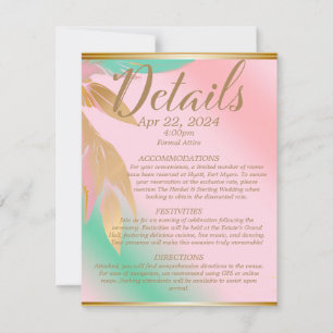 Cartão RSVP Casamento Elegante Abstrato Pastel Pink e Seafoam