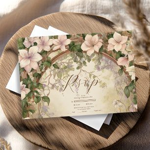 Cartão RSVP Casamento Elegante Art Nouveau
